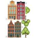 Wallsticker Farverige huse sæt 01 (7 dele)