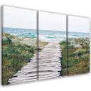 3 stykke lærredsprint, Beach Sea Dunes Grass