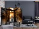 Screen room divider - Buddha smile (orange) , 5-delt - 225x172 cm