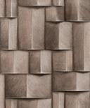 Papel pintado no tejido con motivo de madera geométrica gris, marrón aspecto 3D