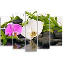 5 stykke lærred print Zen blomster bambus sten