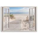 Canvasbillede, Vinduesudsigt strand havlandskab