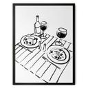 Póster Bodegón Cena con Vino | Line Art - Treechild