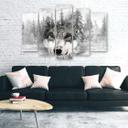 5 stykke lærredsprint, Wolf Forest Nature Grey