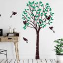 Sticker mural bicolore - Arbre fin aux oiseaux