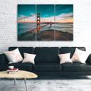 3 stykke lærredstryk, Golden Gate Bridge San Francisco turkis