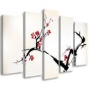 5 stykke lærredsprint Cherry Blossom Japan Nature