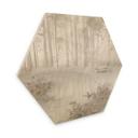 Houten Wanddecoratie bos bij het meer in beige mist - Ms Tiff