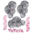 Muursticker set Wolken grijs en roze