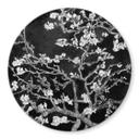 Glasschilderij Rond van Gogh - Amandelbloesem zwart-wit