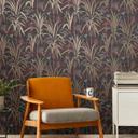 Papel pintado vegetal en negro rojo marrón - Papel no tejido con motivo de hojas exóticas