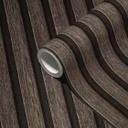 3D træpaneler non-woven tapet - Skandinavisk tapet med lameller af A.S. Creation Brown Black