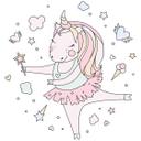 Sticker mural Kvilis - Illustration Licorne qui danse