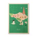 Træplakat Kort over Bali - Rivers