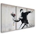 3 stykke lærredstryk, Banksy Graffiti kunstblomster