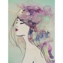 Livingwalls papier peint photo ARTist Lady motif aquarelle beige, vert, noir, violet