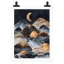 Póster Fredriksson - Montañas bajo la luz dorada de la luna