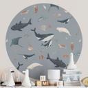 Mundo submarino marítimo - Ballenas y animales marinos - Kikki Belle - Redondo