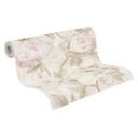Blomstret tapet pæoner pink beige - Ikke-vævet tapet i akvarelstil - vintage