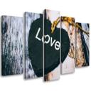 5 stykke lærredstryk Heart Wood Love Shabby