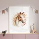 Póster Boho de caballos con delicadas flores | Romántico motivo de caballos para la habitación de lo