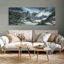 Vægmaleri af fyrreskov i Huang Shan-bjergene - NingYun Ye - Panorama – print på aluminium