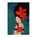 Póster de tela mujer con flores rojas y vestido estampado - Hülya