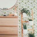 Tapet med mønster - illustrerede blomster - grøn