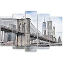 Lærredstryk 5 stykker, Brooklyn Bridge City New York