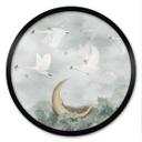 Poster Cygnes et souris en vol d'étoiles - Ms Tiff - Rond