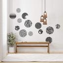Sticker mural Cercles avec motifs, couleur unie (13 pièces)