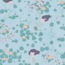 Papel pintado Sirena azul verde - papel pintado infantil con nenúfares y peces