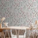 Papel pintado Floral hojas acuarela - Papel no tejido rosa verde beige - Papel pintado vegetal