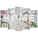 5 stykke lærred Print Hjem træ inskription blomster