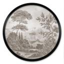 Poster Landschap met tuinlandschap in beige - Ms Tiff - Rond