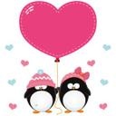 Sticker mural - Couple de manchots avec un coeur