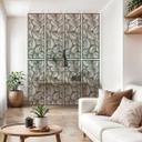Separador de ambientes, biombo, pantalla de privacidad colgante hojas de otoño - Ombre marrón-verde