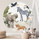 Fototapet - Rundt Goed Blauw - Jungle babyer - vliesetapet/selvklæbende non-woven tapet