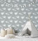 Børnetapet, non-woven tapet med illustration Kids Walls grøn, hvid 
