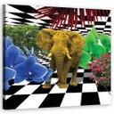 Canvasbillede, Farverig elefant