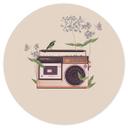 Retro Radio blomster Wallsticker - Frida Floral Studio - Rund