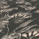 Papel pintado floral con ramas de olivo en blanco y negro - papel pintado no tejido floral con aceitunas