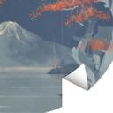 Fototapet Japan - Fuldmåne over toppen af Fuji-san - Roze - Round - vliesetapet/selvklæbende non-wov