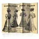 Screen room divider - Damekonfektion "Paris Confections pour Dames", 3-delt