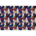 Retro geometrisk tapet i blå og orange - stilfuldt non-woven tapet