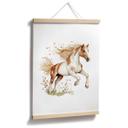 Póster Caballo al galope en el prado de flores | Arte animal para niños