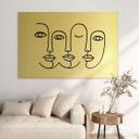 Geborsteld Alu-Dibond met goud-, zilver- & kopereffect - Line Art gezichten - Treechild