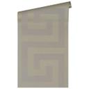 Papel pintado no tejido Versace Home con motivo de meandro Papel pintado de diseño de lujo geométrico gris plateado 