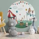 Sticker mural rond Oliver Robins - Le cirque en folie