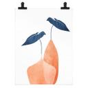 Póster Hojas de Monstera en dos jarrones color albaricoque - Kubistika